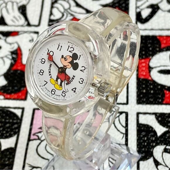 Vintage 70s Bradley x Disney Clear Acrylic Mickey Mouse Bubble Watch Manual Wind main image 13